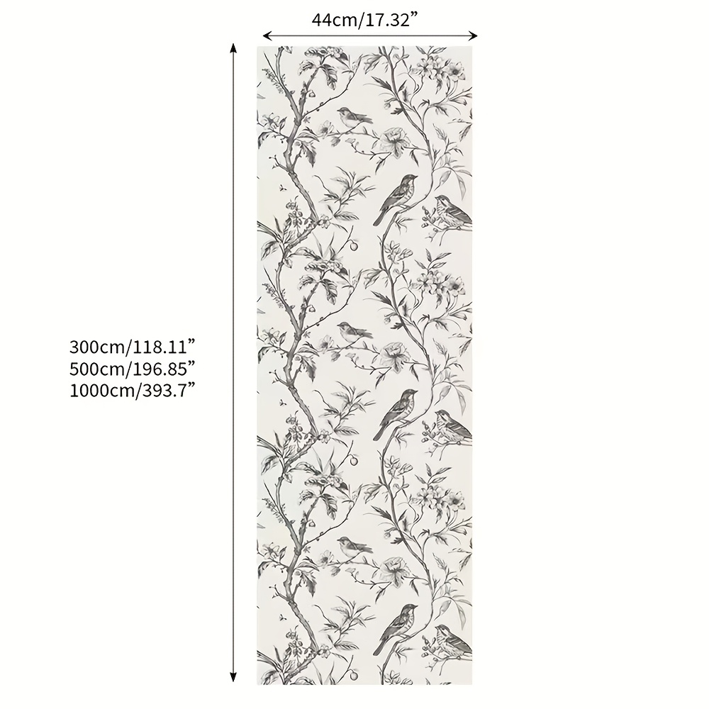 Image of 1 Roll Black & Floral Vintage Wallpaper, /5m Thick Aluminum Foil Back Removable Pvc Contact Paper, Waterproof Oil-proof For Bedroom Living Room Kitchen Diy Wall Furniture Renovation