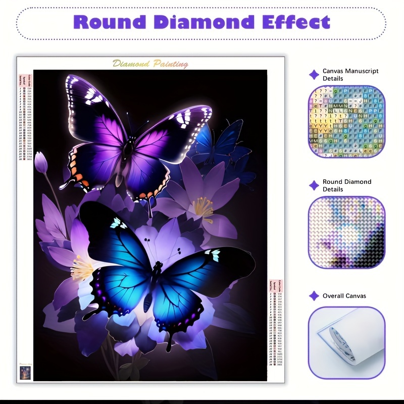 

Diamond Painting Art Purple And Blue Butterflies In Flower 2024 Full Diamond Painting Mosaic 5d Diy Embroidery Kit Diamond Painting Art Home Decoration