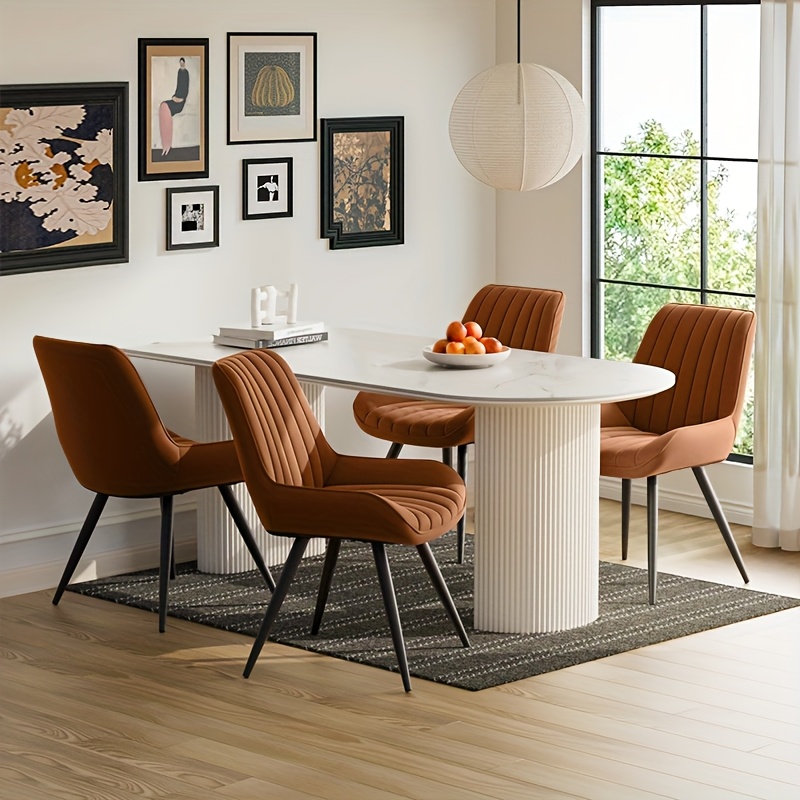 Modern Dining Chairs, Comfy Dining Room Chairs with Thick Cushions, Upholstered Fabric Kitchen Side Chairs with Metal Legs