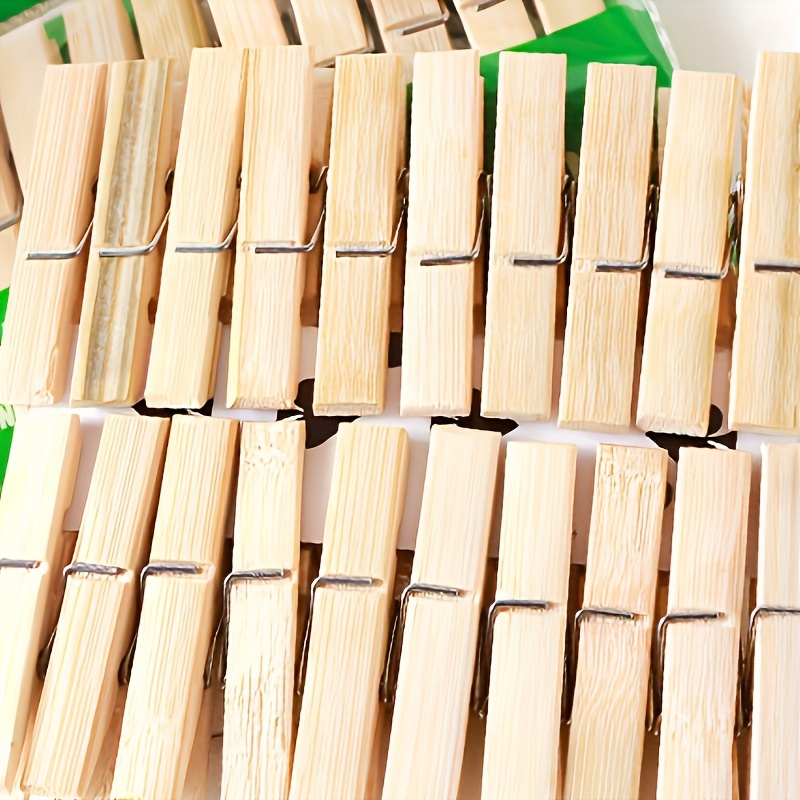 40pcs heavy duty bamboo clothespins windproof multifunctional laundry pins for indoor outdoor use   high quality storage accessories clothes pins details 1