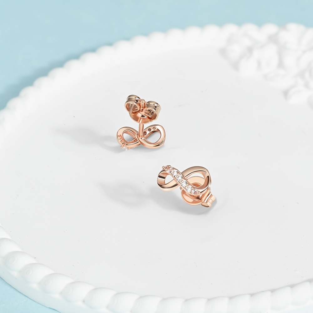 Women's 925 Sterling Silver Hypoallergenic Infinity Symbol Stud Earrings
