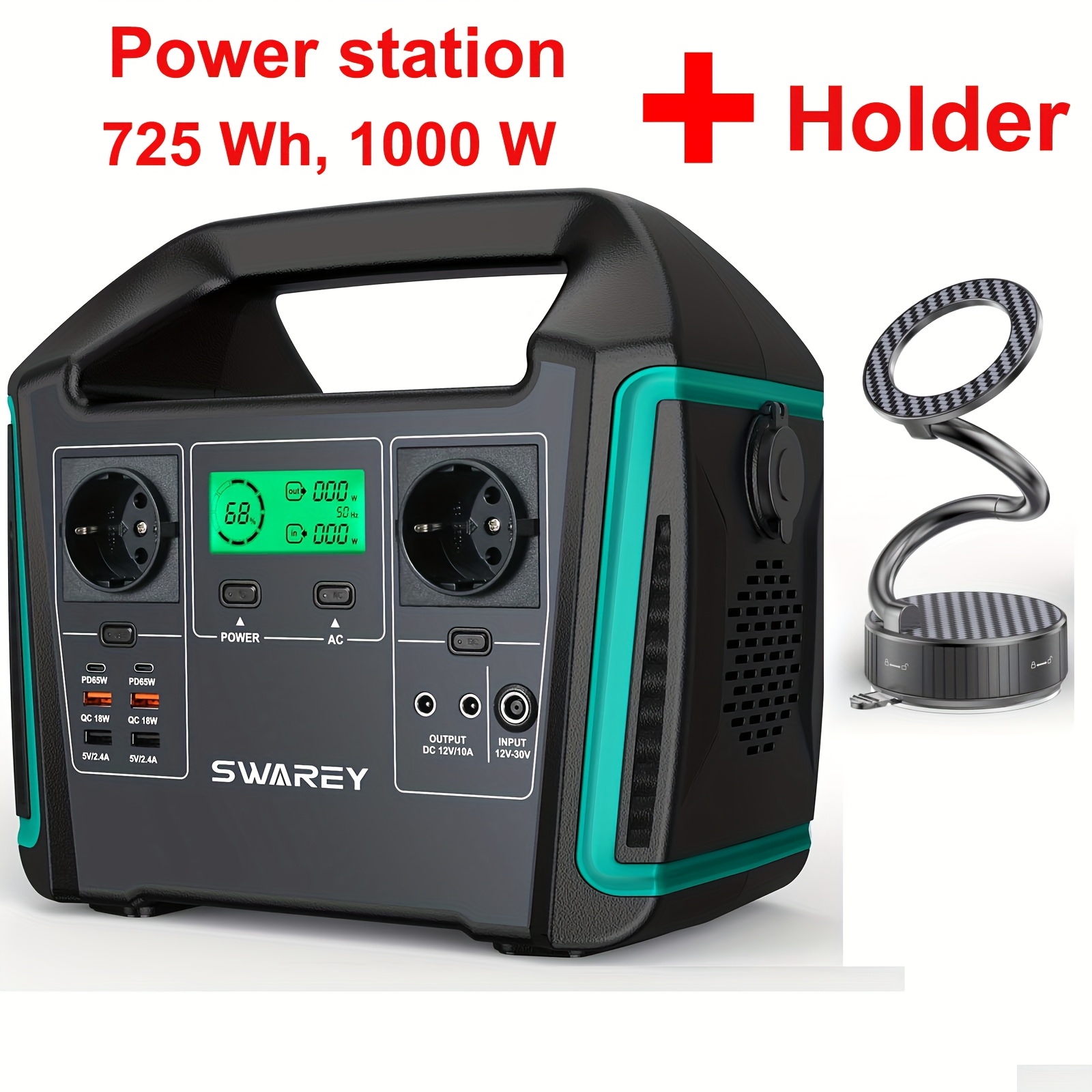 Image of Portable, Power Bank Power Station 725 Wh, 1000 W ( 1500 W) Lithium Batteries Solar Generator With 2 X 230 V Ac, 2 X Pd 65 W, Power Generator Battery For Camping, Rv, Travel, Fishing, Motorhome