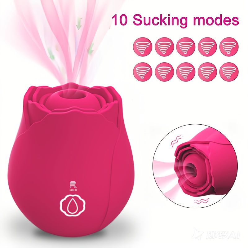 Dildo - Sucking Vibrator Rose Sex Toy G Spot Vibrator - Clitoral Nipple Massage Sucking Vibrator - Bullet Vibrator Dildo - 10 Powerful Modes, Anal Toys For Couple, Woman Pleasures Toy [Valentine'S Day Gift]
