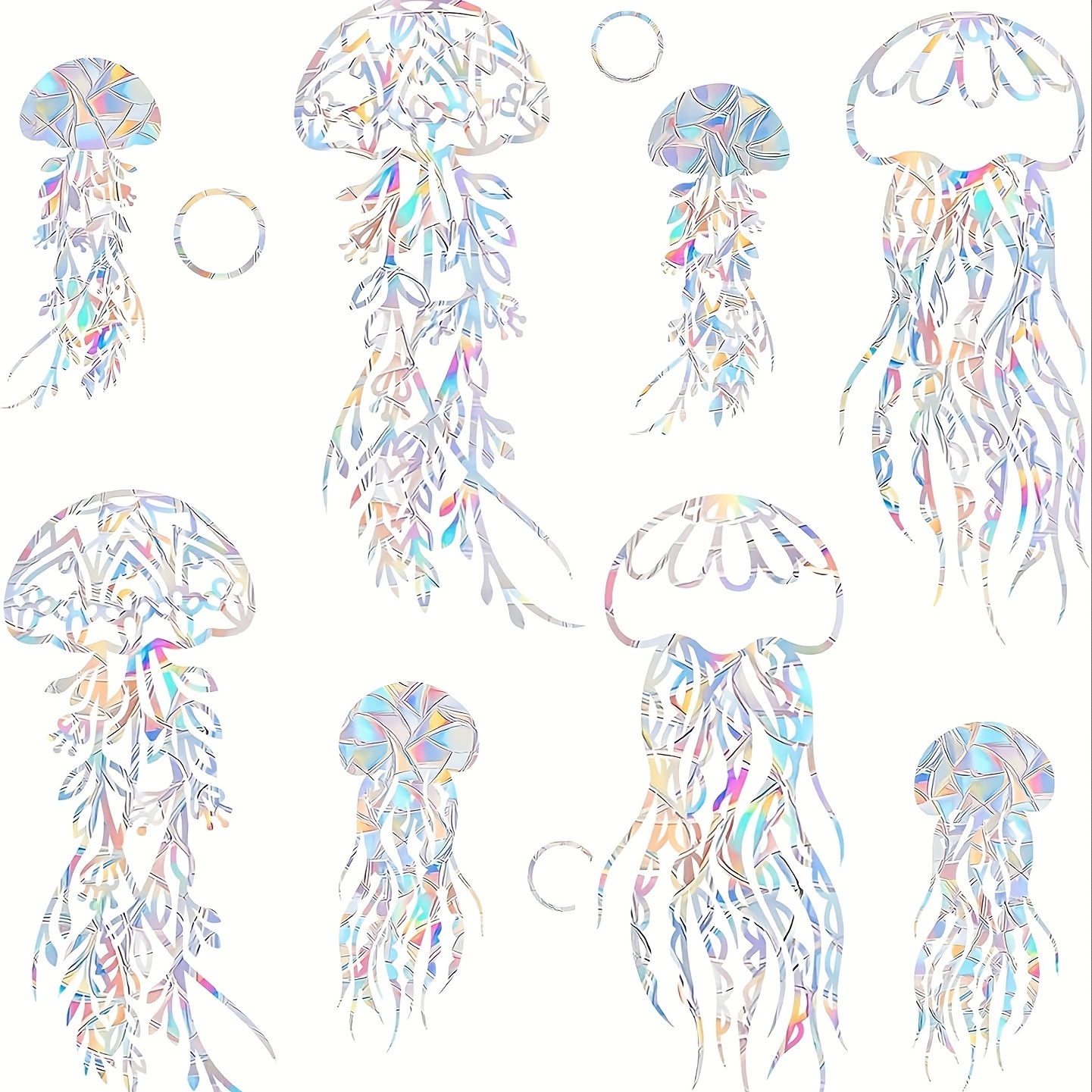 8 Jellyfish Light Electrostatic Stickers, Reusable Vinyl Wall Decals, Suitable For Living Rooms & Bedrooms, & Paste, Washable, Ideal For Glass Background Wall Decoration
