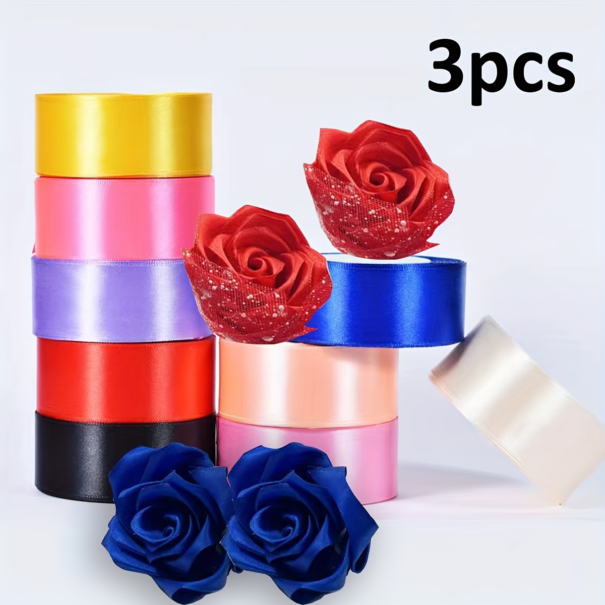 

3pcs 4cm X 22m Long - For Diy Bouquets, Decor, Wrapping & - & 's Day Accessory