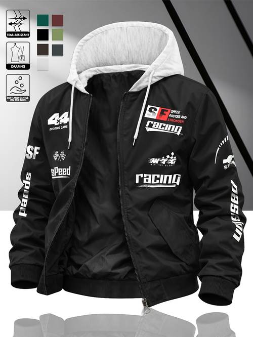 photo de l'article veste cardigan à capuche pour homme, couleur tendance, manches longues, imprimé lettres, confortable et polyvalente, pour lautomne et lhiver jk5682, style , respirante, coupe standard,