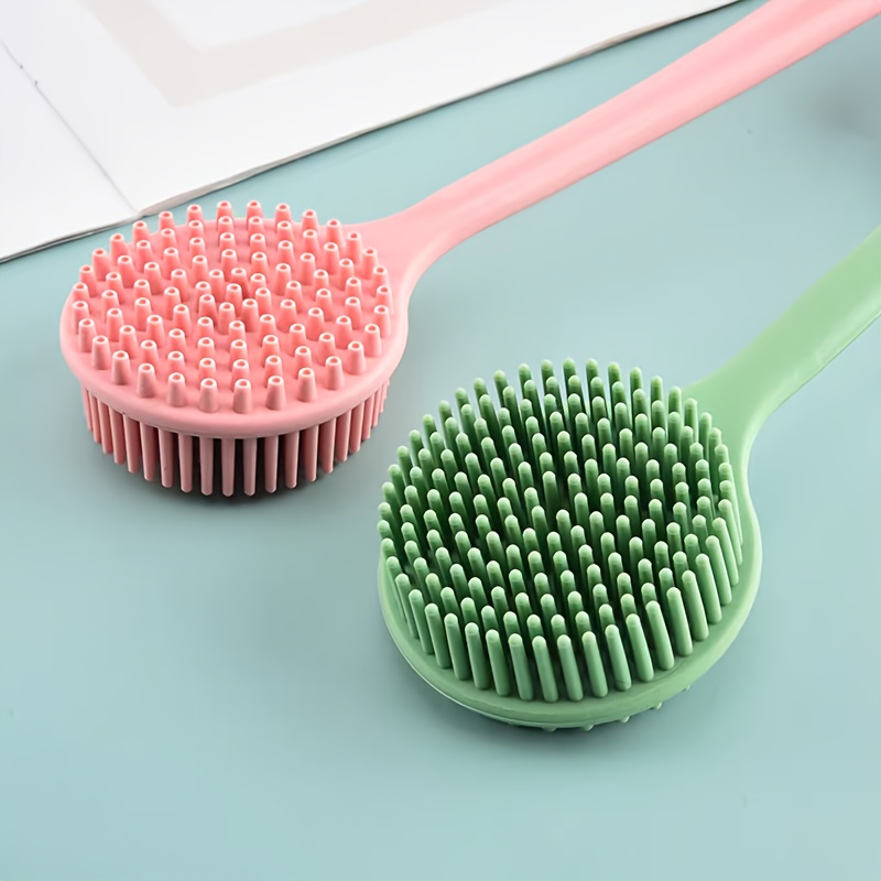 long handled double sided thickened bath massage brush with soft bristles   mint green ergonomic grip durable thickened bristles for back scrubbing shower bath use battery free no batteries electricity ideal for adults seniors personal care essential Product details 3