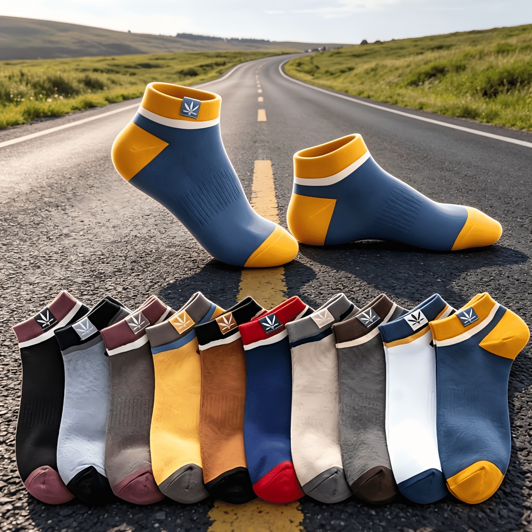 TEMU 10 Pairs Of Unisex Spring And Summer Men's Maple Leaf Versatile Sports Ankle Socks, Easy And Breathable Short Socks For Spring And Autumn,