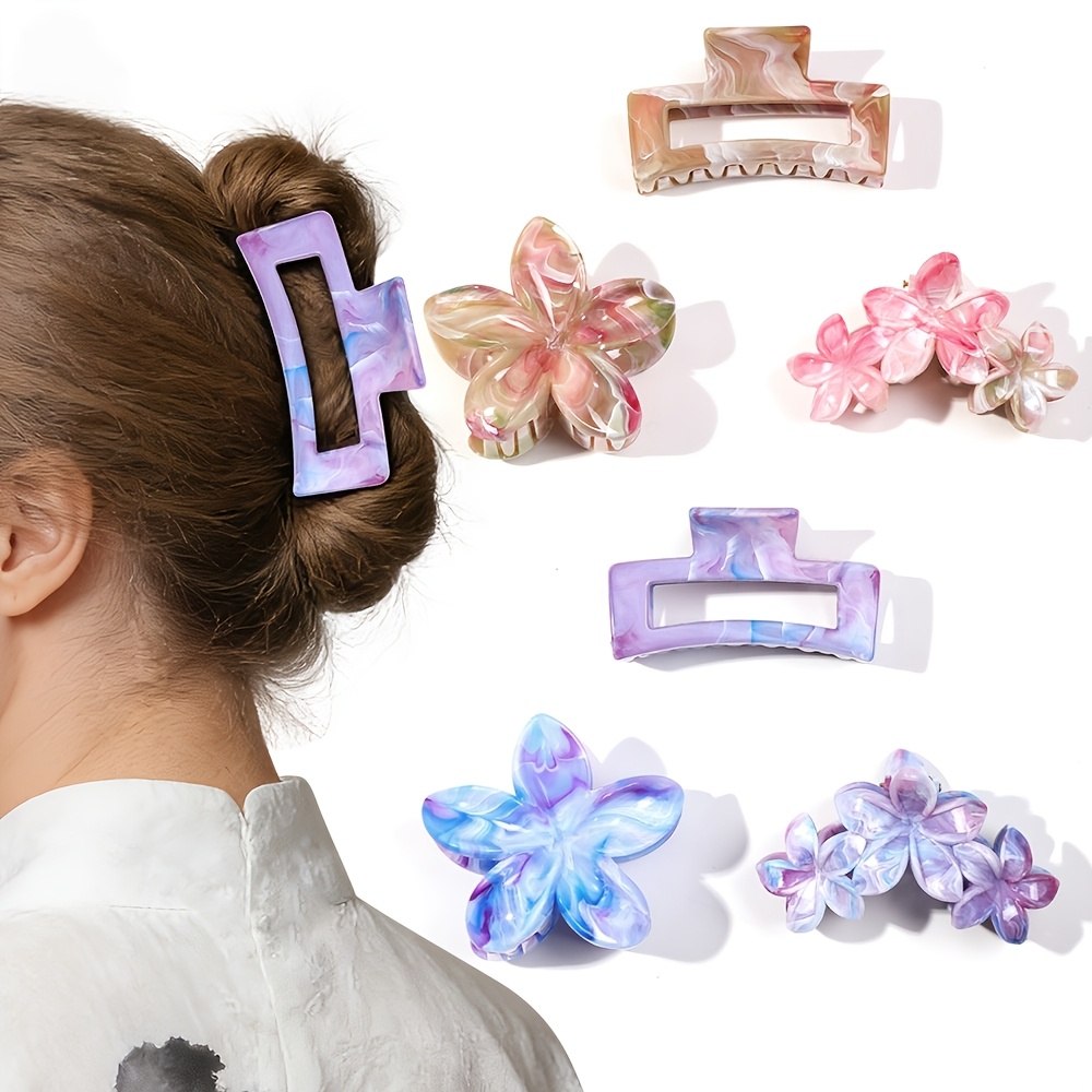 3pcs smudged floral jacaranda hair claw clip set high end - Temu