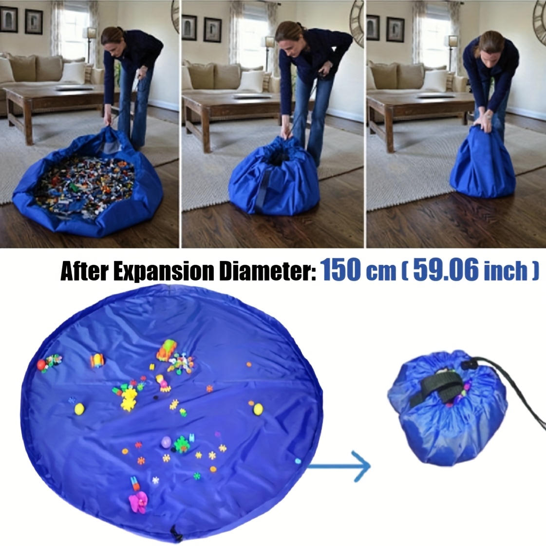 TEMU Premium Multifunction Portable Storage Bags, Storage Organizer Building Blocks Play Mat Storage Bin Box, Storage For Bedroom, Living Room, Or