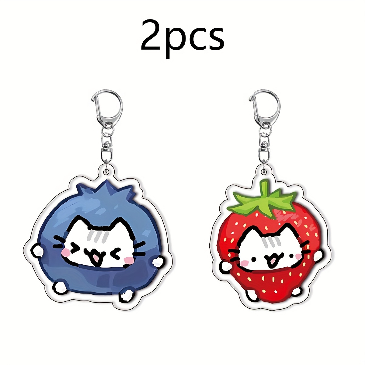 TEMU 2d Flat Acrylic Cartoon Kitten Keychain, Cute Animal Kitten Theme Pendant, Backpack, Wallet, Phone, Car Key Decoration Pendant, Birthday, Party,