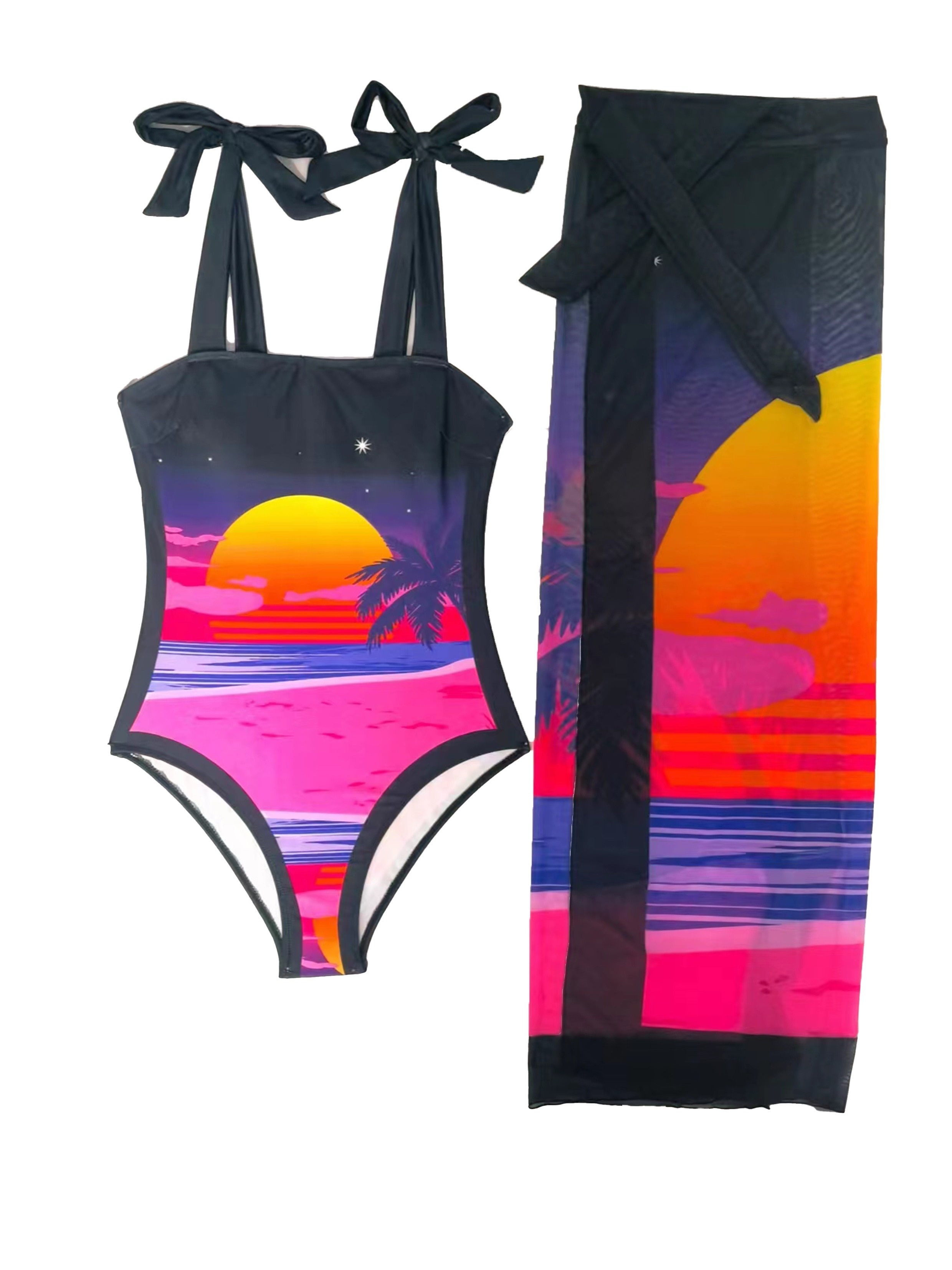 Sunset Tie Dye High Cut Cutout One Shoulder One Piece Swimsuit