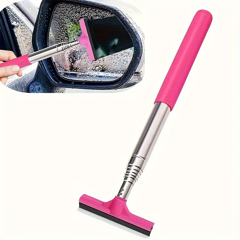 Car Rearview Mirror Wiper Telescopic Auto Mirror Squeegee Cleaner 98cm Long  Handle Car Cleaning Tool Mirror Glass Mist Cleaner