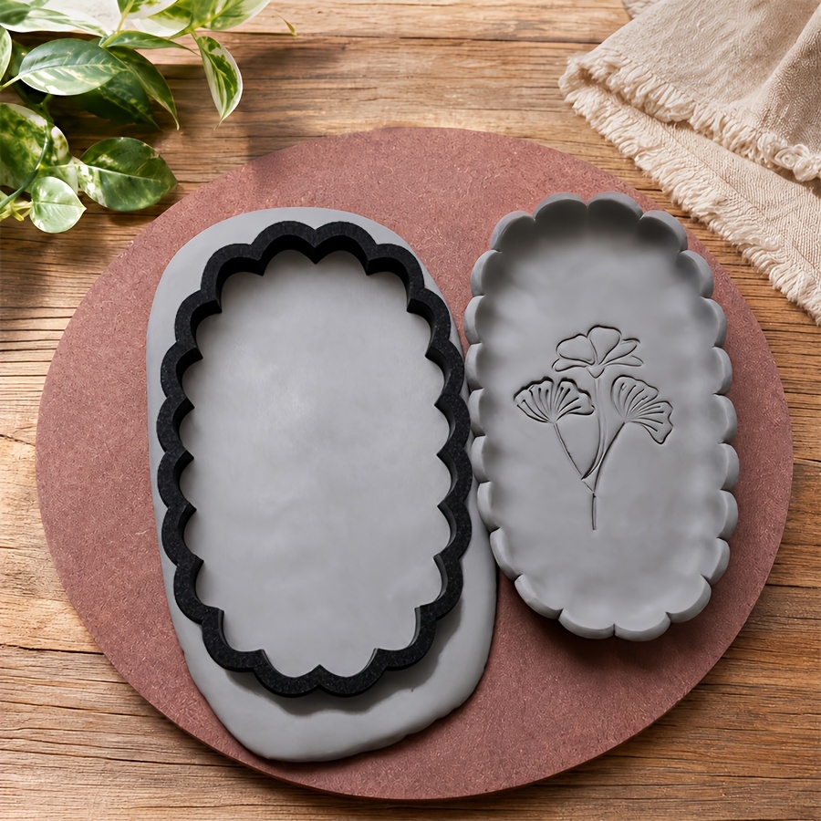 TEMU Scallop Edge Ceramic Cutter Tool - Plastic Scallop Plate & Tray Mold With Design Suitable For Clay Plate Molding, Soft Corrugated Edges For