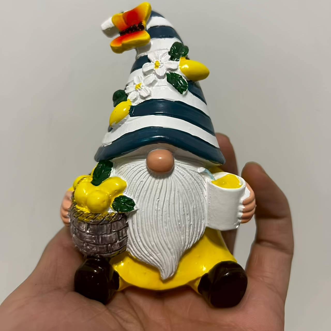 TEMU Collectible Ornament, 1pc Lemon Gnome Statue Ornament, Beard Resin Sculpture, Suitable For Desktop And Garden Decoration, A Gift For