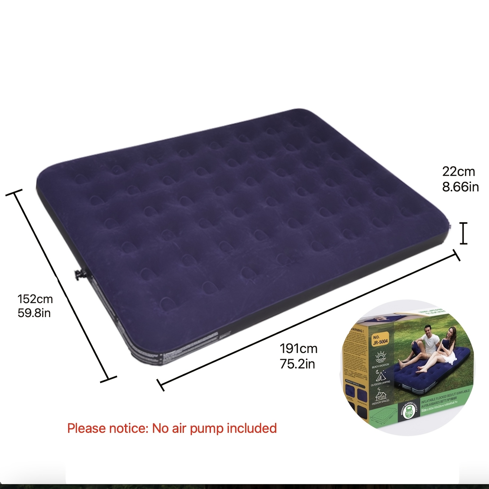 Inflatable Mattress Portable Air Mattress, Foldable Inflatable Sleeping Mat. For Camping, Hiking & Outdoor Activities, Home And Guests. Suitable For Adults. Single And Double (excluding Air Pump)