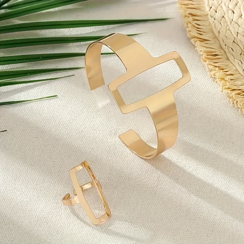 14K Gold Plated Bracelet & Ring Set for Women