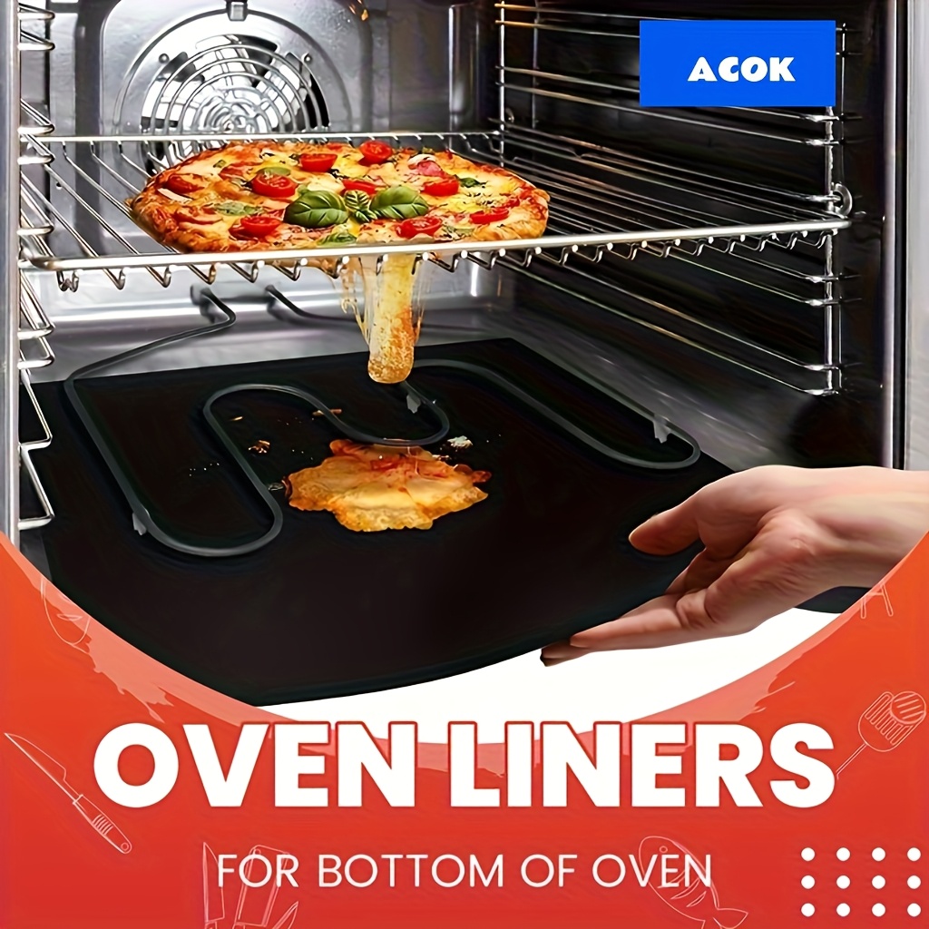 TEMU 2pcs, Oven Liners For Bottom Of Oven, Thick Heavy Duty Non Stick Oven Mats For Electric, Gas, Toaster, Convection, Microwave Ovens And Grills,