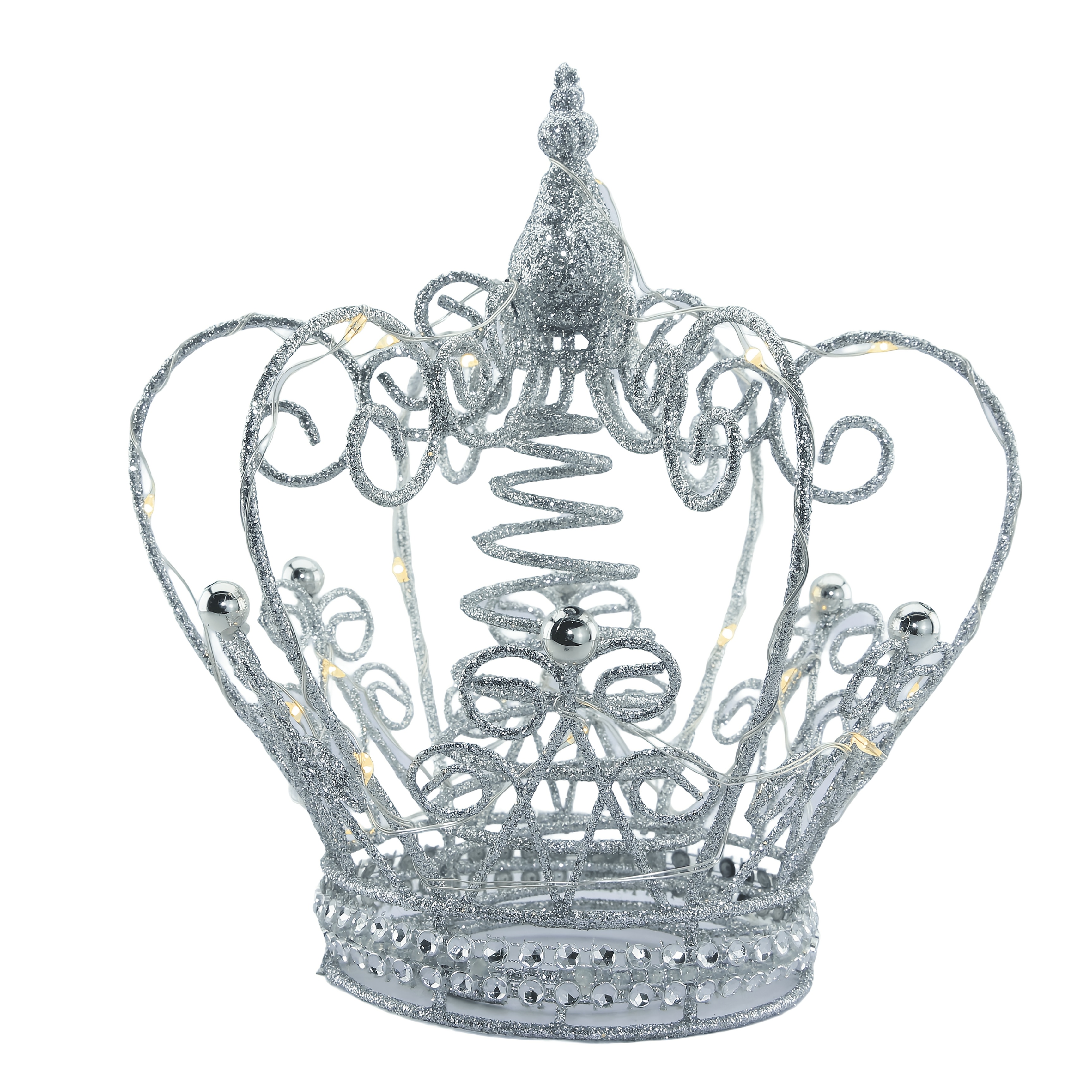 TEMU 1pc 3d Crown Christmas Tree Topper With 20 Led Lights, 2*aa Batteries Not Included, Metal Cutout Design, Easy-to-install Holiday Decoration For