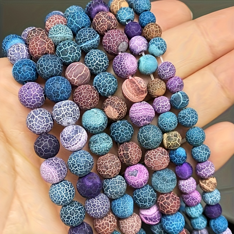 

61/46/36pcs Natural Stone Beads Frosted Color Fire Dragon Pattern Agate Beads Jewelry Making Diy Bracelet Necklace Accessories 6/8/10mm