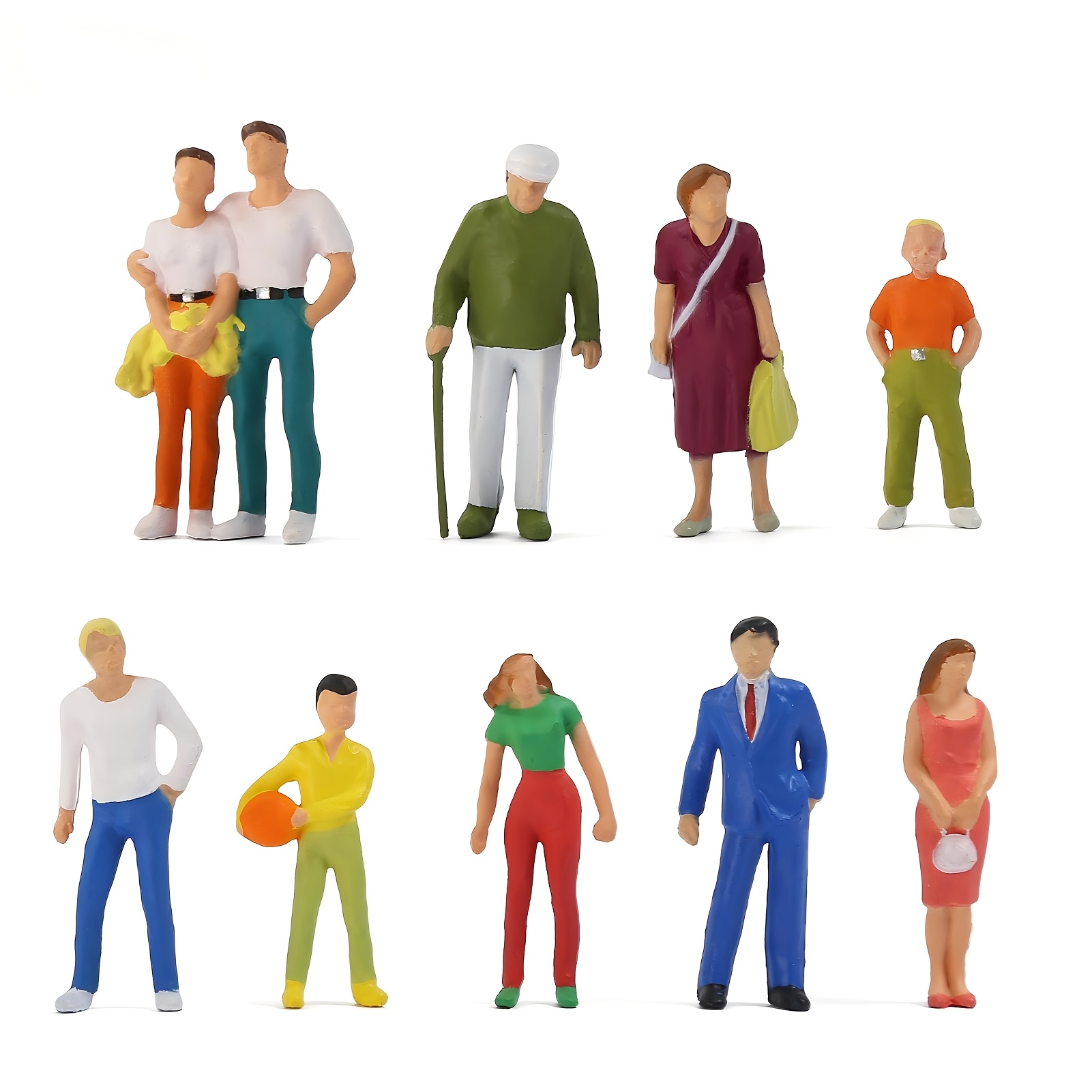 Image of 10pcs Or 11pcs Different Poses 1:43 O Scale All Standing Painted Figures People Model Railway