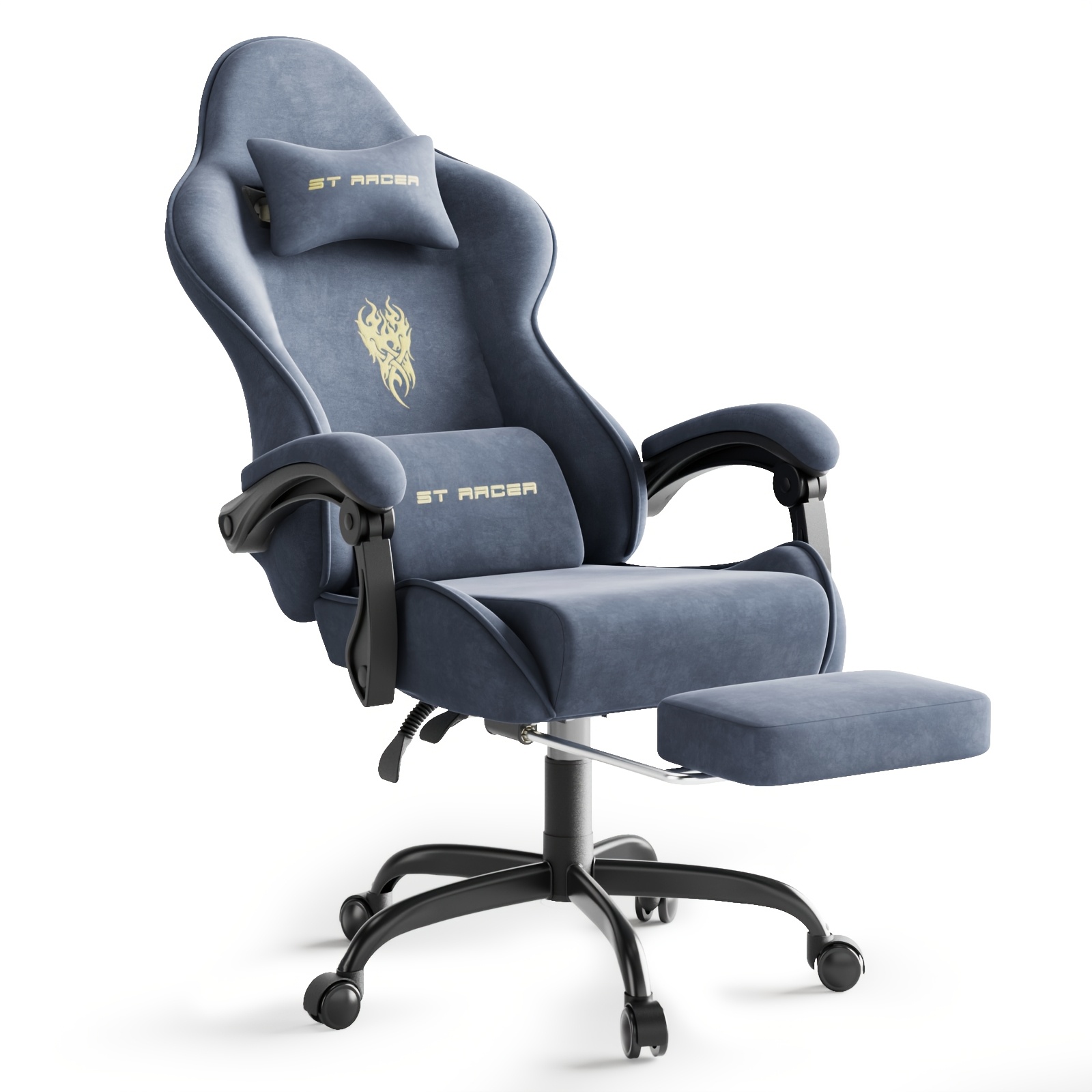 Image of Office & Gaming Chair With Footrest - Height & Tilt Adjustable Computer Desk Chair, Padded Armrests Suitable For, Gaming, And - Assembly, Height-adjustable (no Wood)