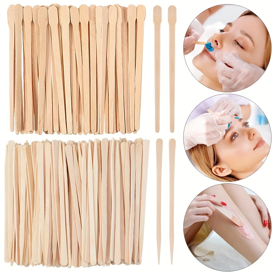 

50pcs Wooden Waxing Spatulas For Eyebrow & Facial Removal, Hypoallergenic , Application ,