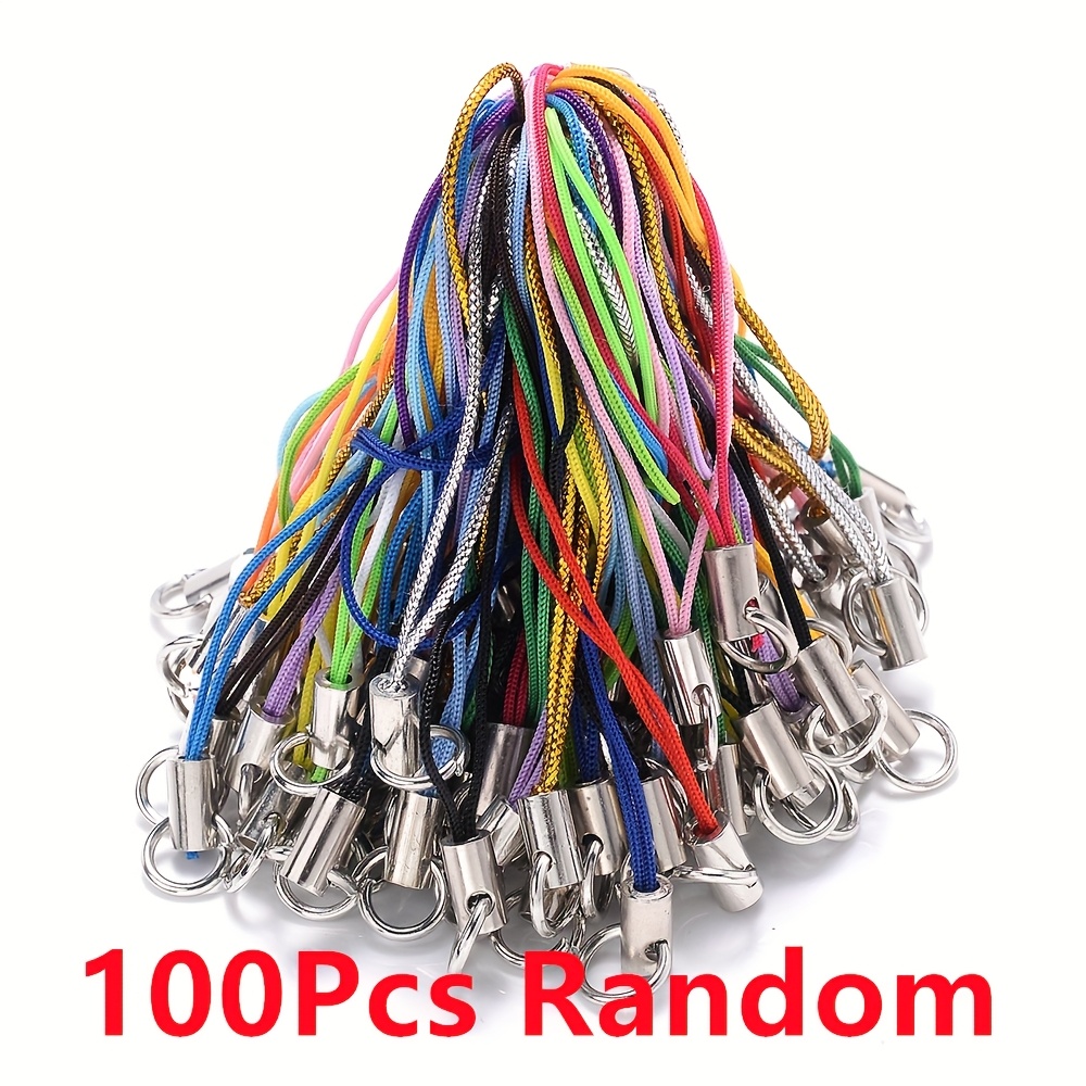 100pcs Random Color Lobster Clasp Key Ring Lanyard Ring Strap Cellphone Charm Toys Pendant Cords For Accessories