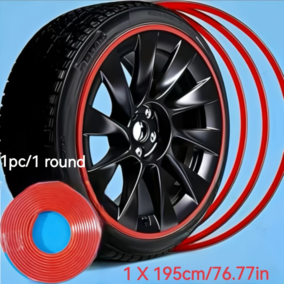 E-shop Auto Radnaben Anti-Kollisions- und Anti-Abrieb-Streifen, Rund 1 (195 cm/76.77 Zoll); Zwei Runden (398 cm/156.7 Zoll); Rund 4 (4 x 195 cm/76.77