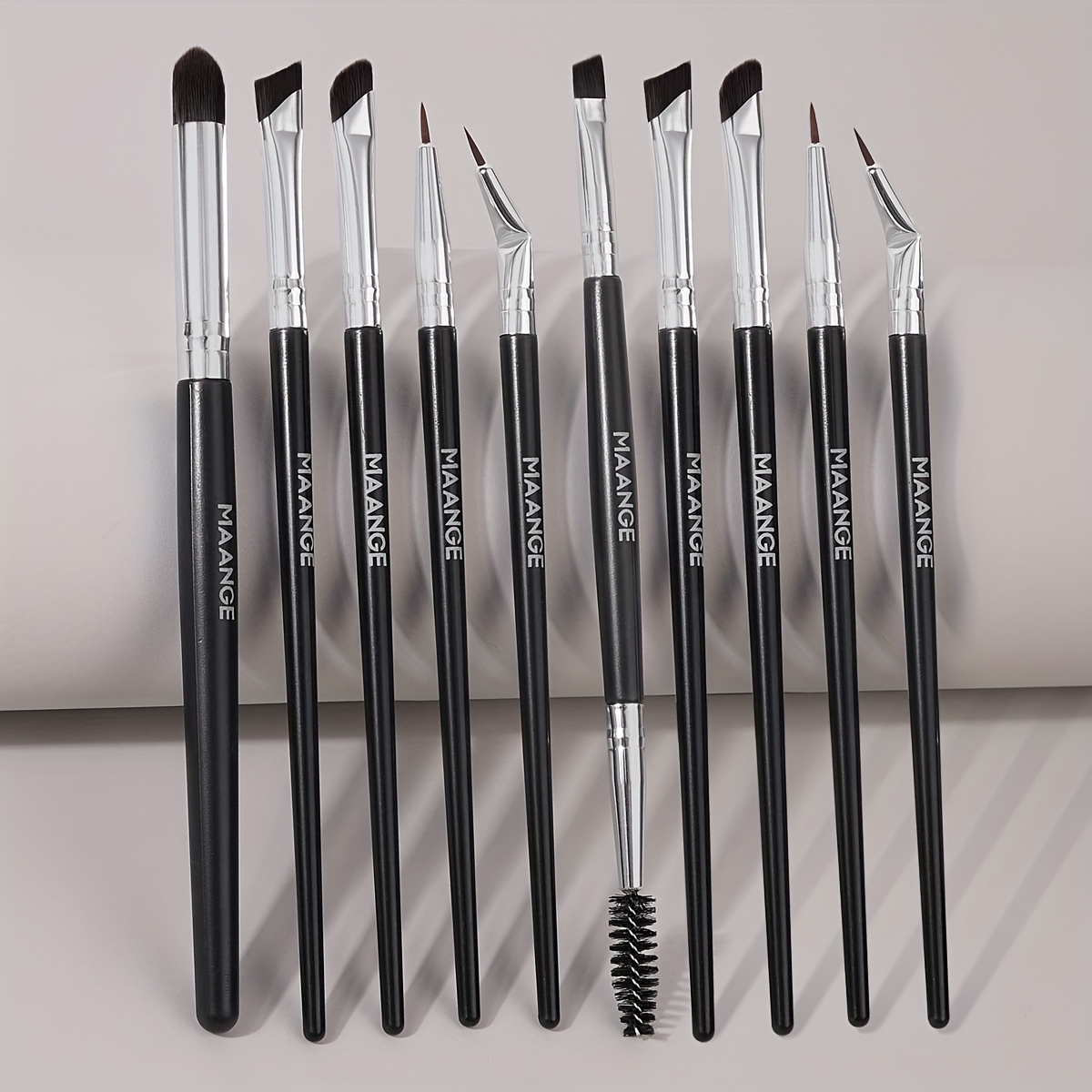 Maange 10pcs Makeup Brush Set, Eye Makeup Brushes, Eyeshadow Brushes, Eyeliner Brushes, Detail Brushes, Folded Corner Eyeliner Brushes, Fluffy Bristles, Classic Makeup Brushes, Multifunctional Brushes