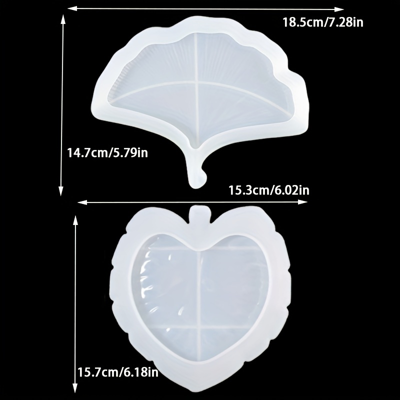 Image of 2pcs Creative Leaf Silicone Tray Molds For Cement Decorations, Leaf Storage Trays, Resin Molds, Jewelry Storage Tray Molds, Cement Clay Molds, Home Table Decorations