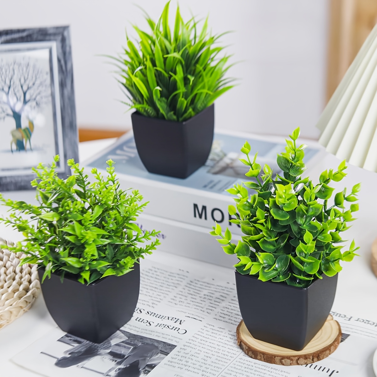 4 pack plants small artificial mini faux plants indoor - Temu