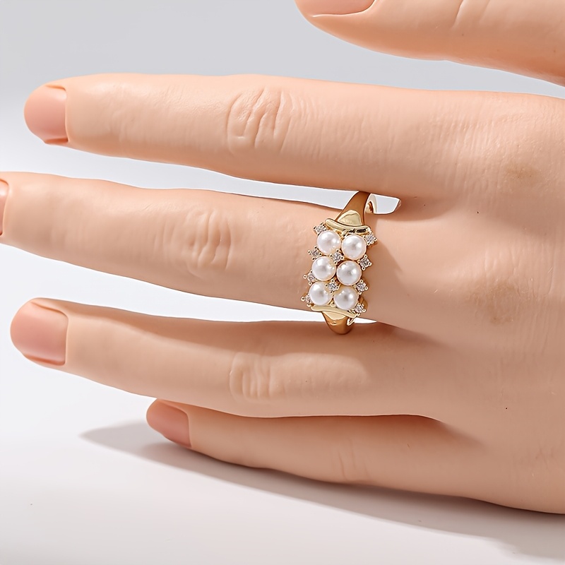 Exquisite Retro Imitation Pearl & Zircon Ring for Women