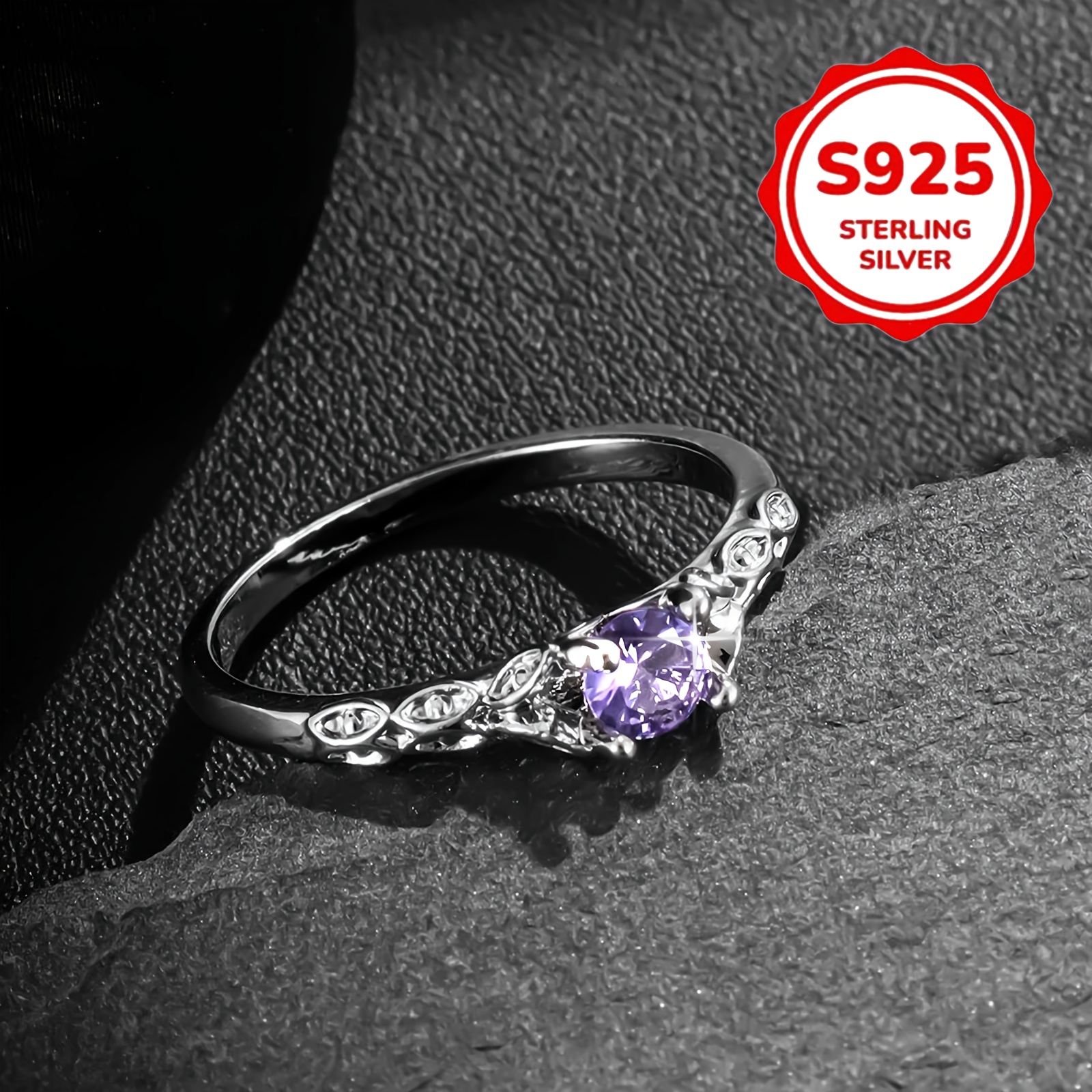 TEMU Elegant 925 Silvery Wedding Ring With Moissanite - Brides And Casual Outfits