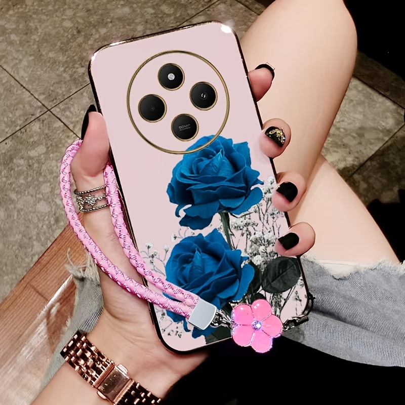 TEMU Phone Case: Chic 14c Special Rose Case For Redmi 14c 4g Made Of Electroplate With Shockproof For Fashion