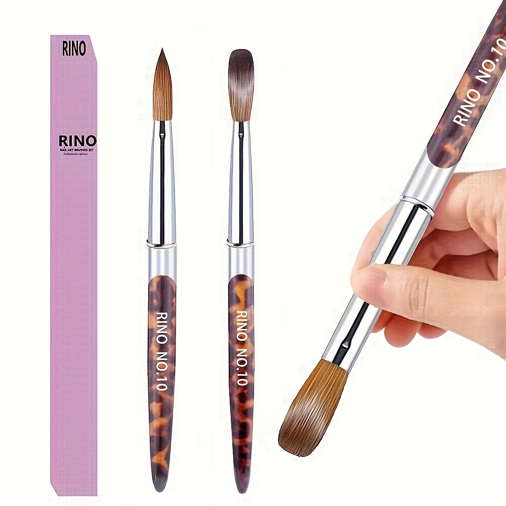 TEMU RINO 100% pour Pinceau à Ongles Kolinsky Acrylique pour Ensemble de Pinceaux à Ongles, Disponible en 4 Tailles, Haute Qualité pour Pinceaux Nail