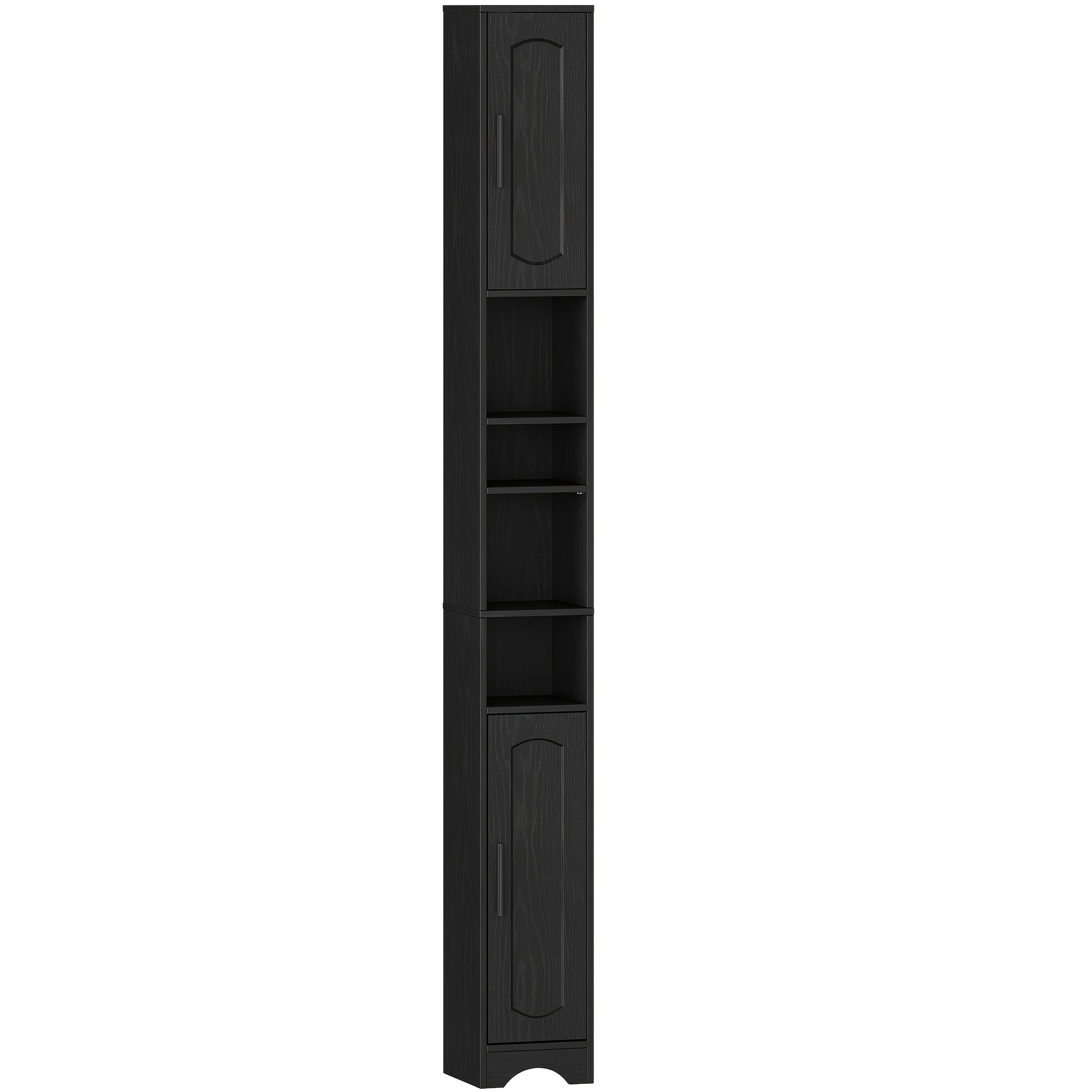 Narrow Bathroom Cabinet Storage Unit With Open Compartment And 2 Doors, Adjustable Shelves For Bathroom, Living Room, Bedroom, 20 × 20 × 180cm, White/black
