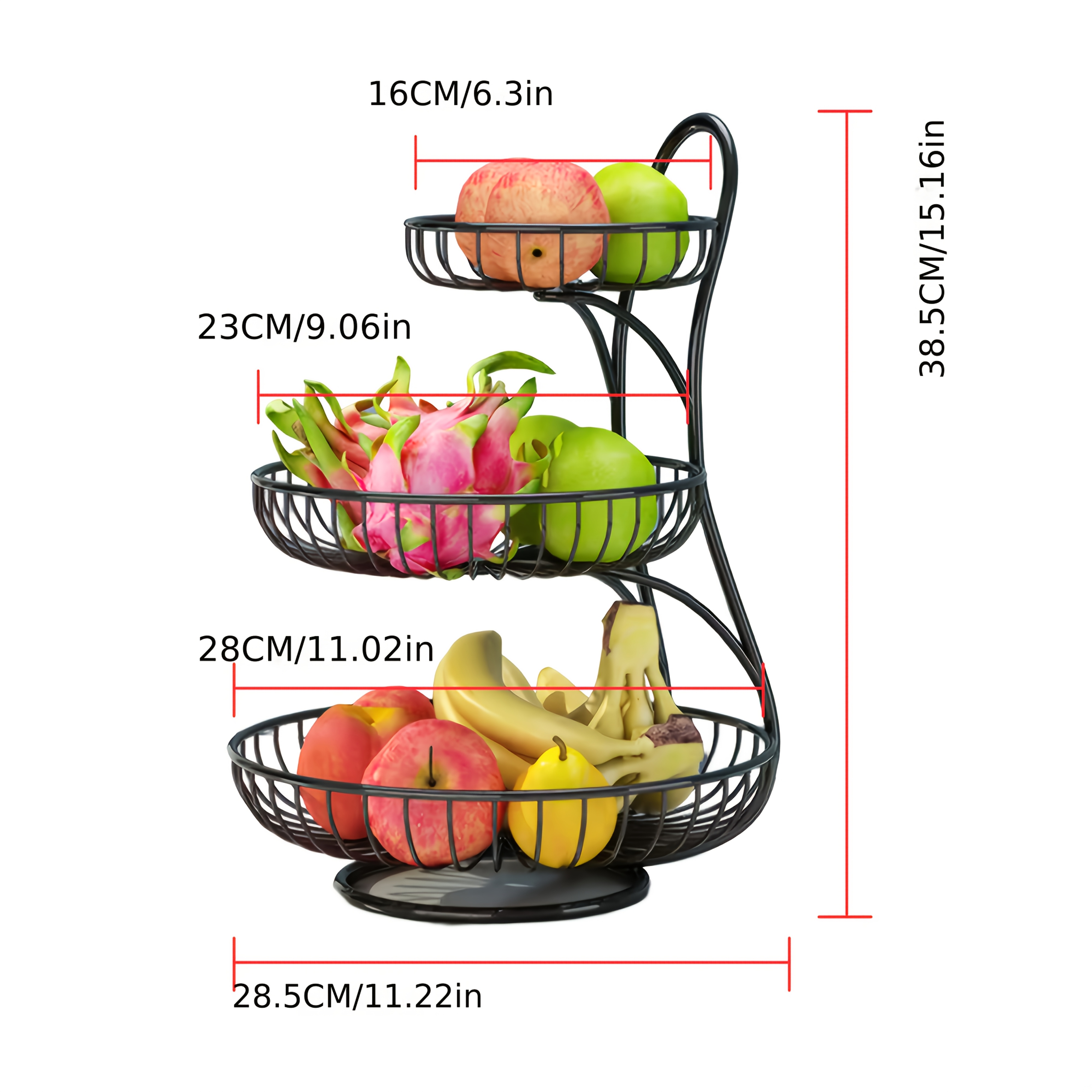 E-shop Einzelner Obstkorb, dreistufiger Obst-Aufbewahrungskorb mit Ablauf, Gemüse- Obstkorb, kleiner Kuchenständer für Küche Wohnzimmer, Keksteller