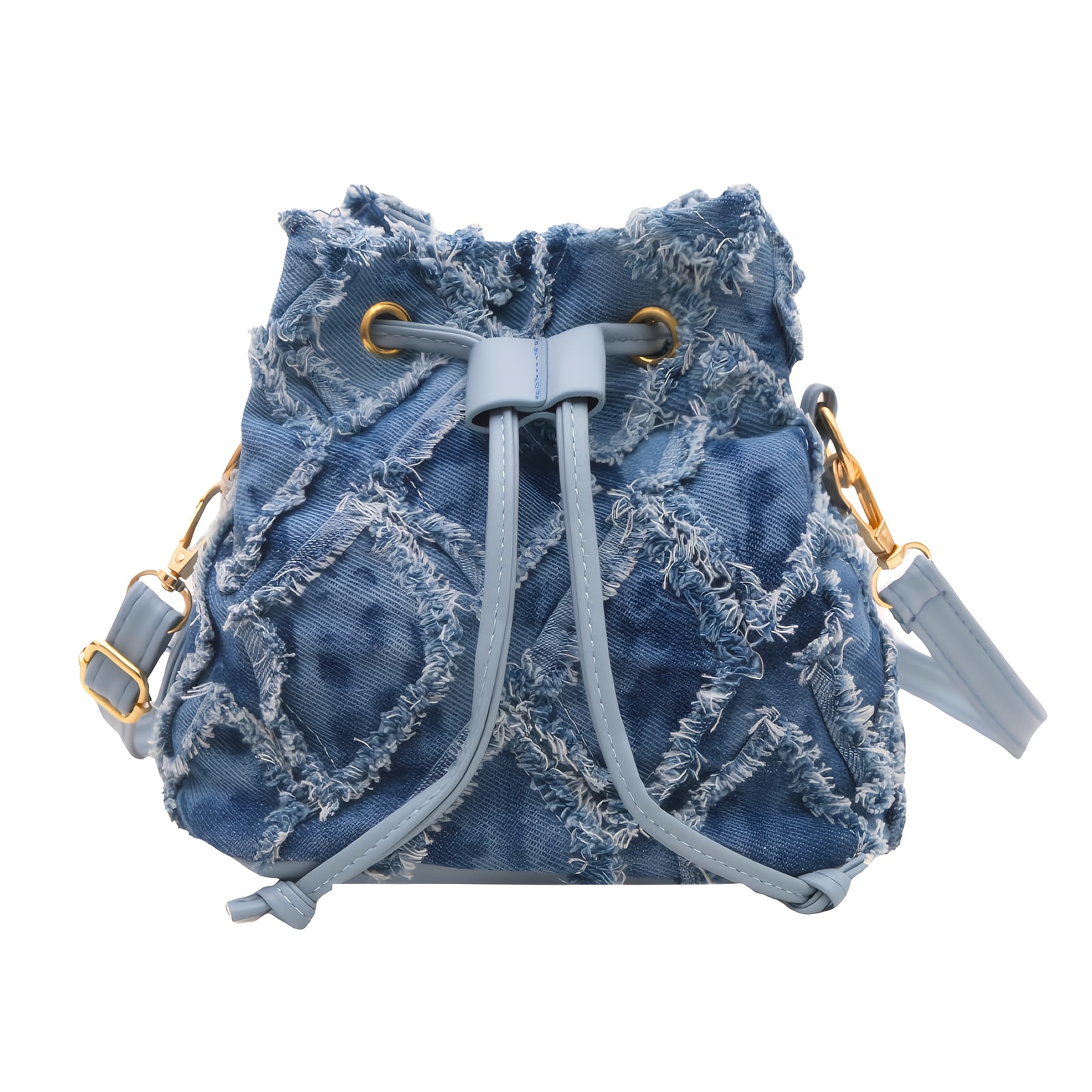 Image of Crossbody Bag, Women' Blue Crossbody Bag, Adjustable Drawstring Closure, Nylon Lining, Spacious Design To Hold Phone, Wallet, . Suitable For Daily Casual Wear, Work, Sports, And Travel. An Ideal Gift
