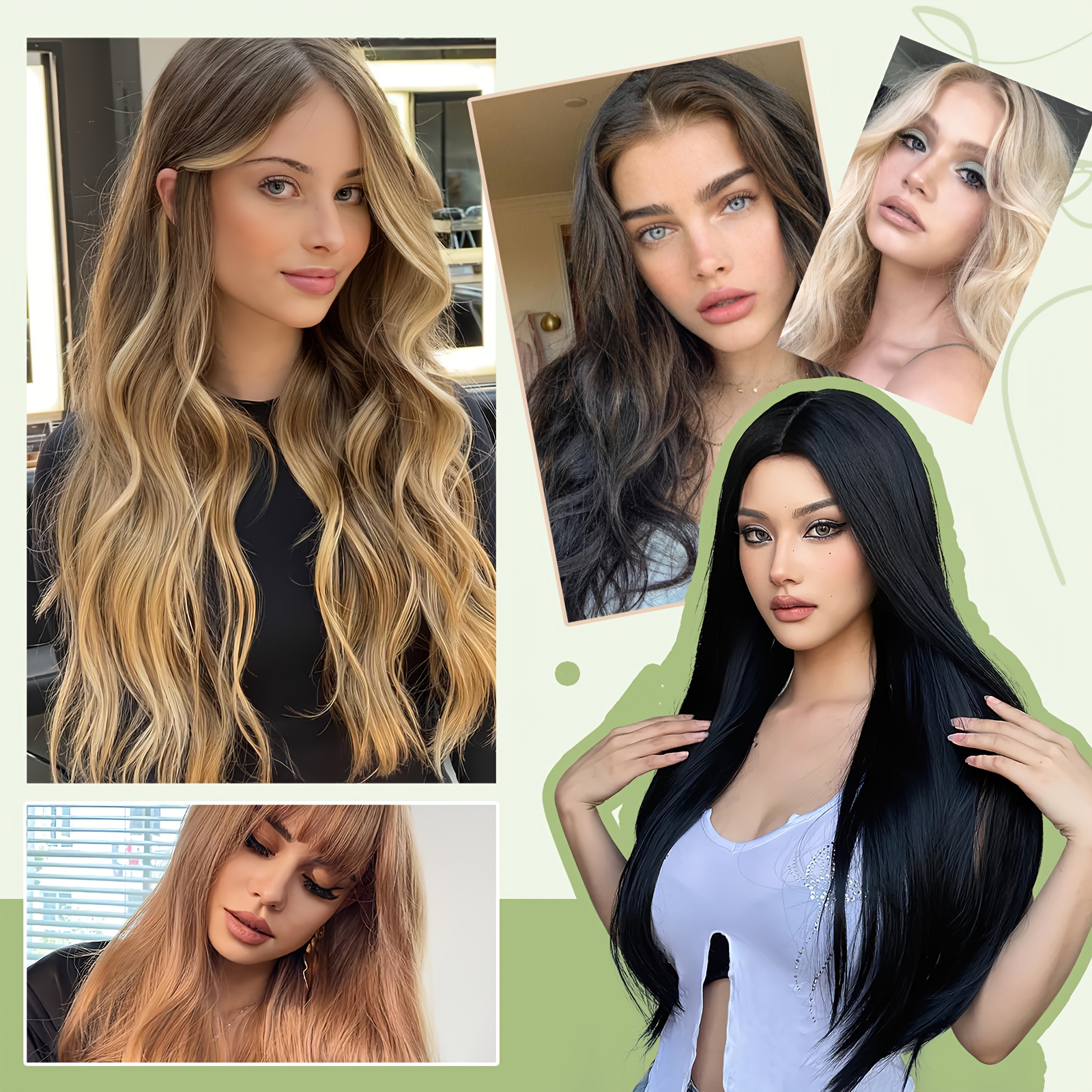 balayage 22 inch clip in hair extensions 4pcs long wavy thick highlighted clip in hairpieces curly synthetic   hair extension for women daily use brown bleach blonde black christmas and halloween gift details 1
