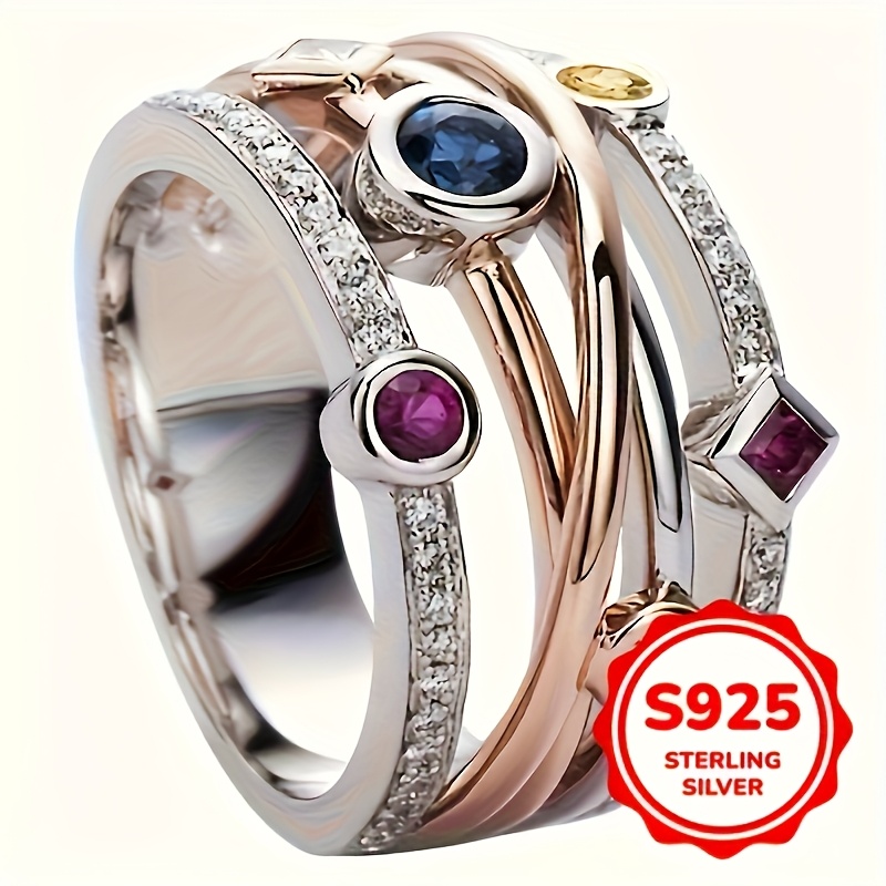 Women's Multi-layer Two-tone S925 Sterling Silvery Ring