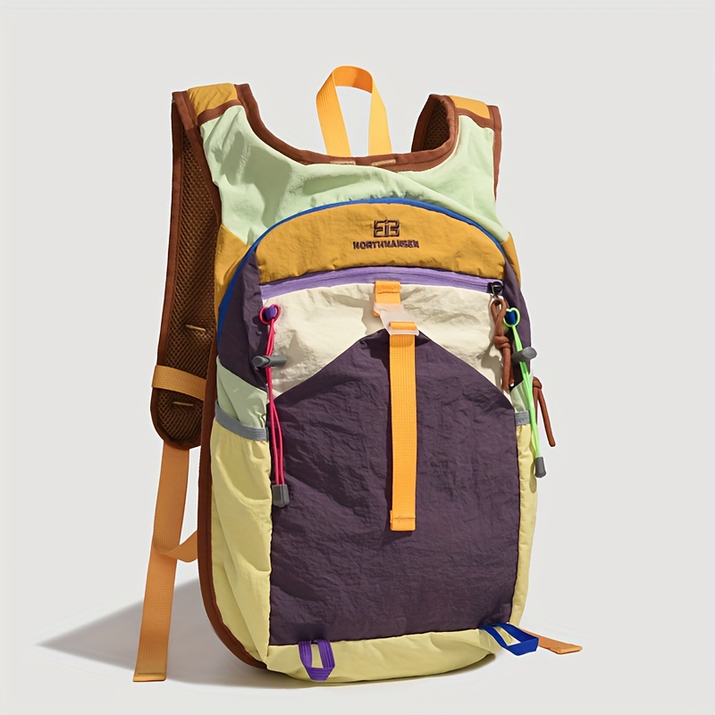 Image of Contrasting Colors Travel Backpack, Large Capacity Casual Dopamine Outdoor Backpack, Multifunctional Riding Bag For Hiking And Fitness