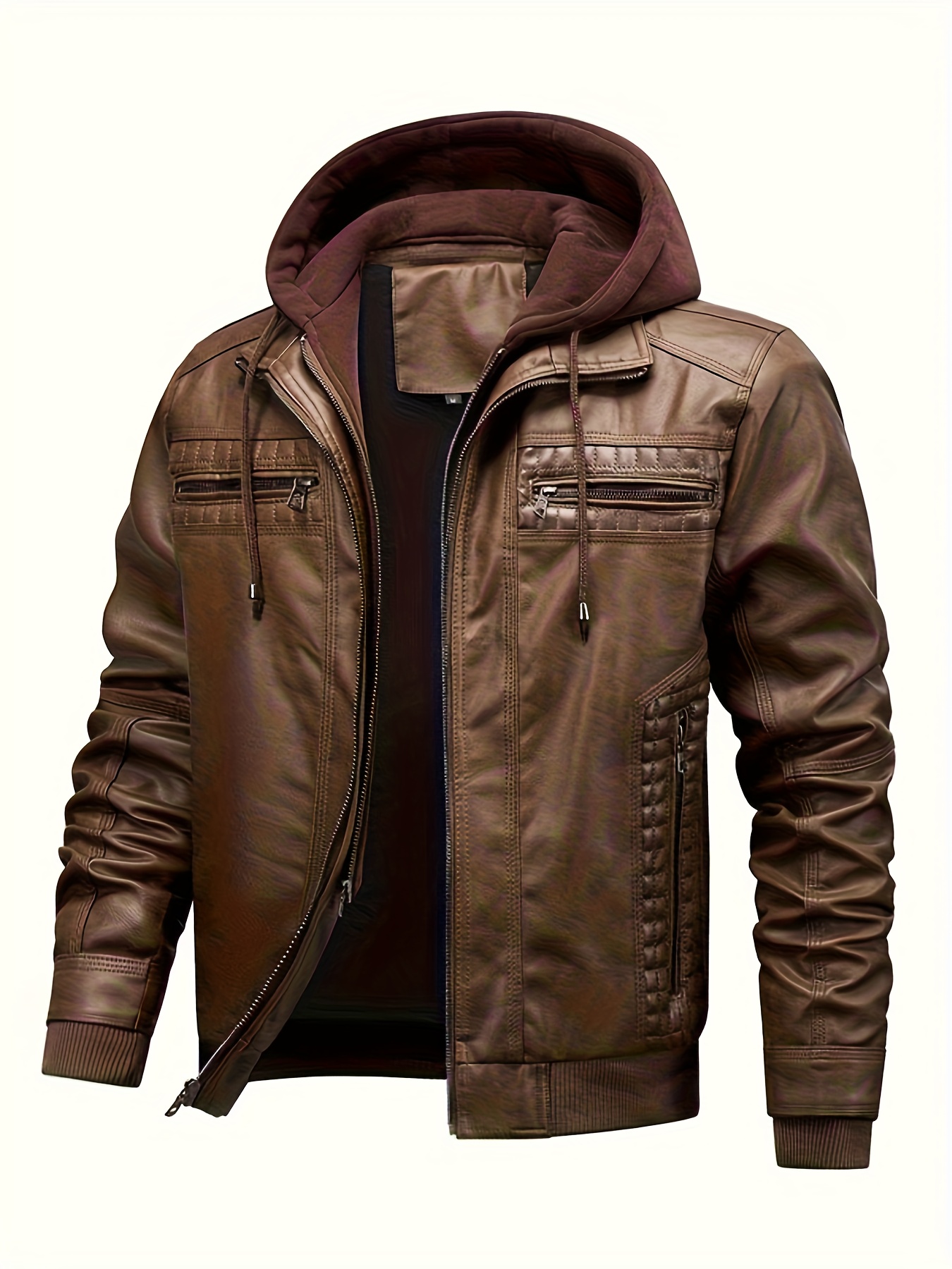 mens synthetic faux leather motorcycle jacket - Temu
