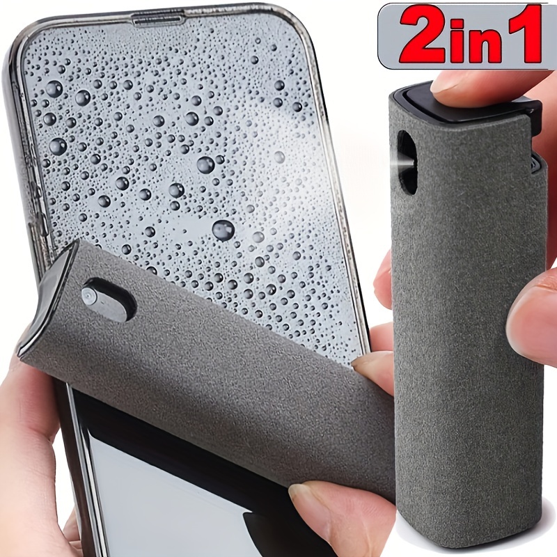 

2-in-1 Microfiber Screen Bottle - Integrated Spray And Wipe Design, Reusable For Car, Phone, Tablet - Multipurpose No-liquid Microfiber Cloth For Electronics & Glasses Cleaning Tool