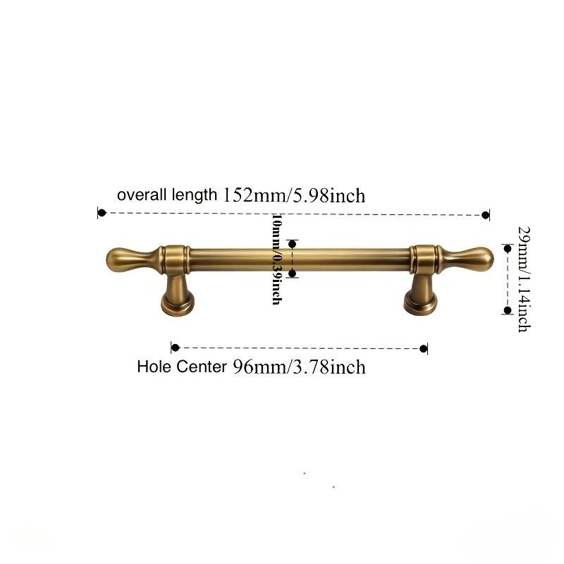 TEMU 2pcs Vintage Brushed Handles With Solid Bases, In Multiple Sizes, Suitable For Cabinet Doors And Drawers