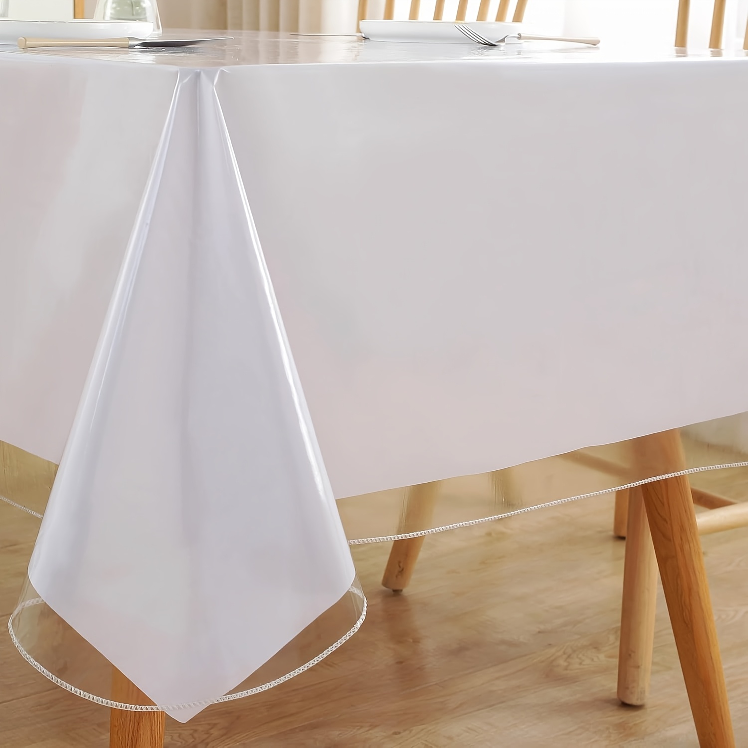 TEMU 1pc Transparent Hem Tablecloth For Halloween, Christmas, Weddings, Birthdays & Festive Gatherings, Holiday Gatherings, Event Decoration, Festive