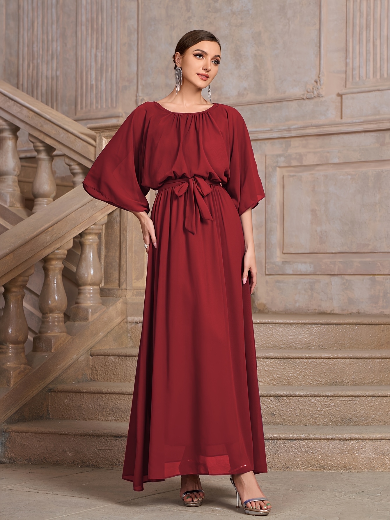 2025 style chiffon round neck elegant mothers - Temu Oman