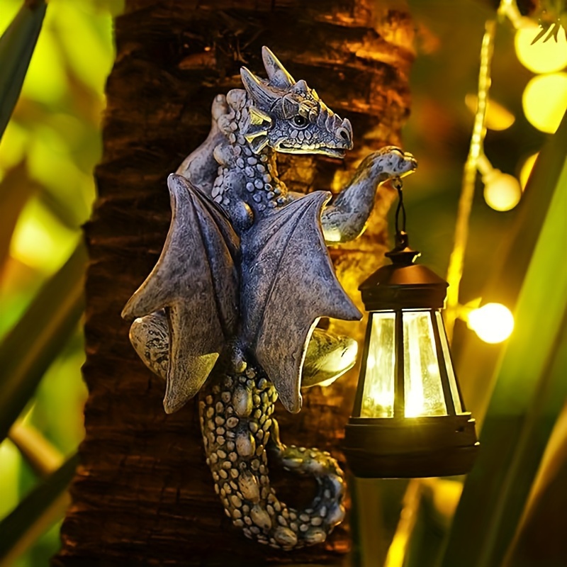 

Solar - Resin Statue With Hanging Lantern, Semi-flush Mount, Switch Control, Decorative Home & Garden Accent, Solar-powered 300mah Nickel Battery, Removable Photovoltaic Panel