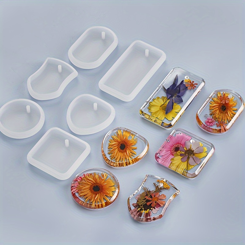 

6-piece Epoxy Resin Pendant Mold Set: Includes Geometric And Square/rectangle Shapes, Suitable For Jewelry Casting