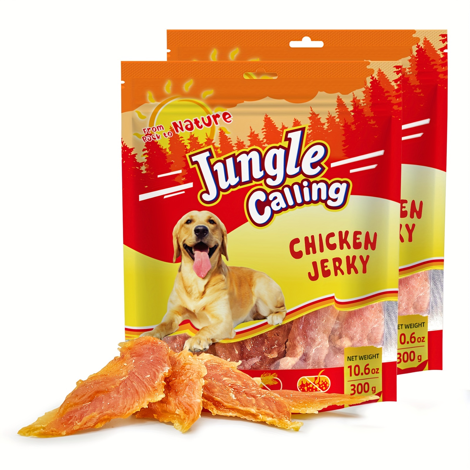 TEMU Jungle Calling Dog Treats Chicken Jerky Training Treats, Slow Snacks For Medium And Large Dogs Treats 10.6 Ounce (chicken Jerky)